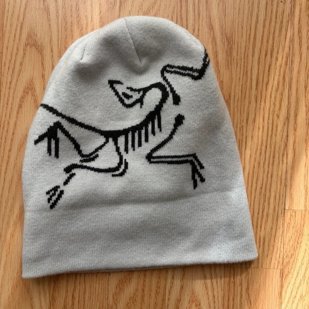 Arc'teryx Kids Light Gray Beanie with Black Design